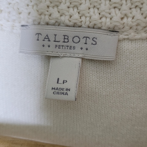 Talbots Petites Cable Knit Full Zip Vest Ivory Cream Jacket Winter Classic PL - Picture 6 of 7